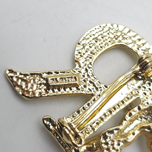 Vintage Gold Angel Initial R Cherub Decorative Brooch Pin L Razza Signed - Picture 4 of 5